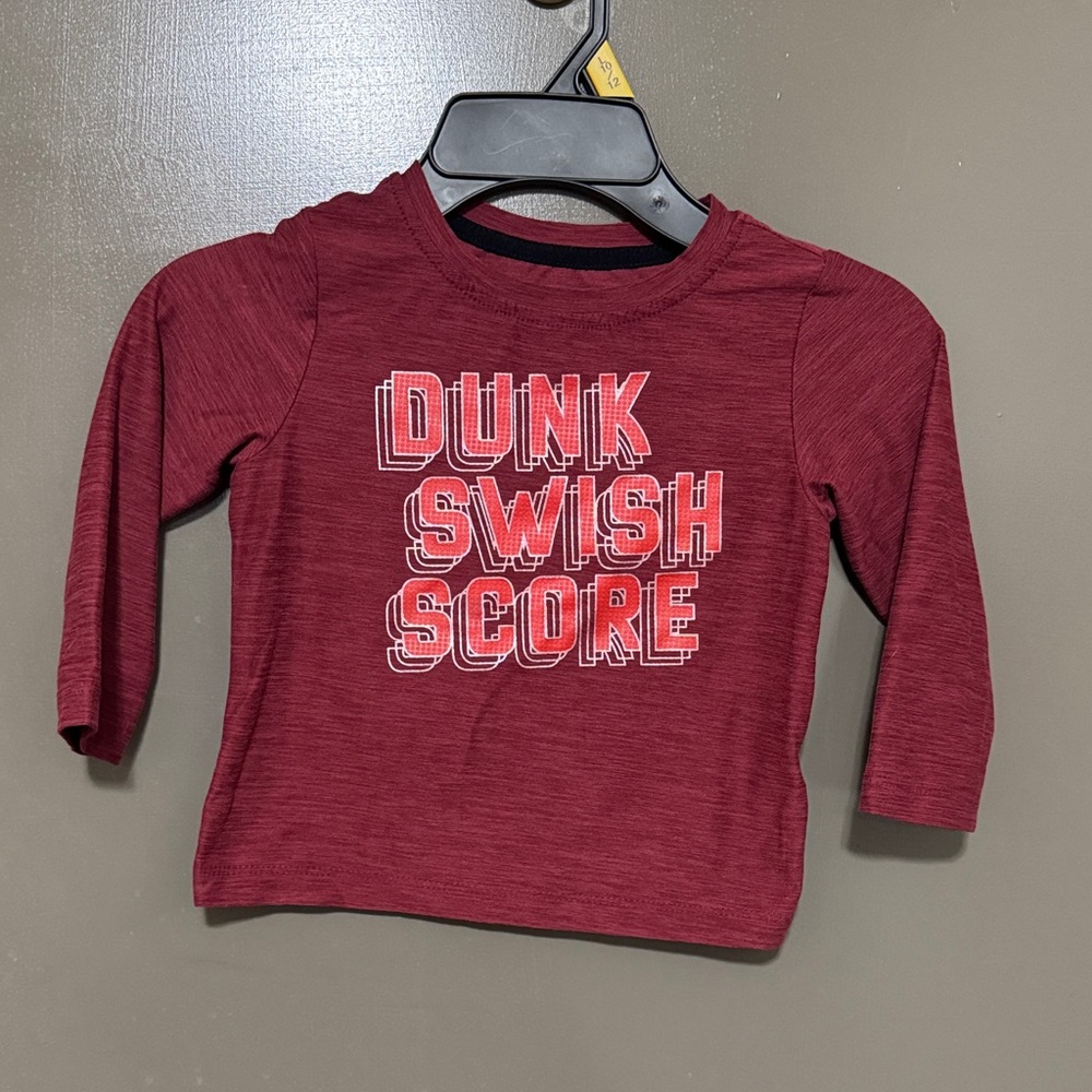 Boys Athletic Works Kids Burgundy Dunk Swish Score Long Sleeve Tee